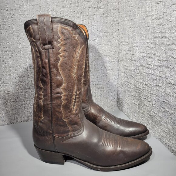 Dan Post Earp Mens Size US 10 Creed Brown Leather Western Pull On Cowboy Boots - Picture 7 of 12